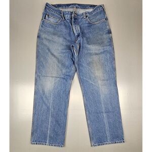 Duluth Trading Jeans Mens 40x32 Light Wash Denim 100% Cotton Made In USA.‎